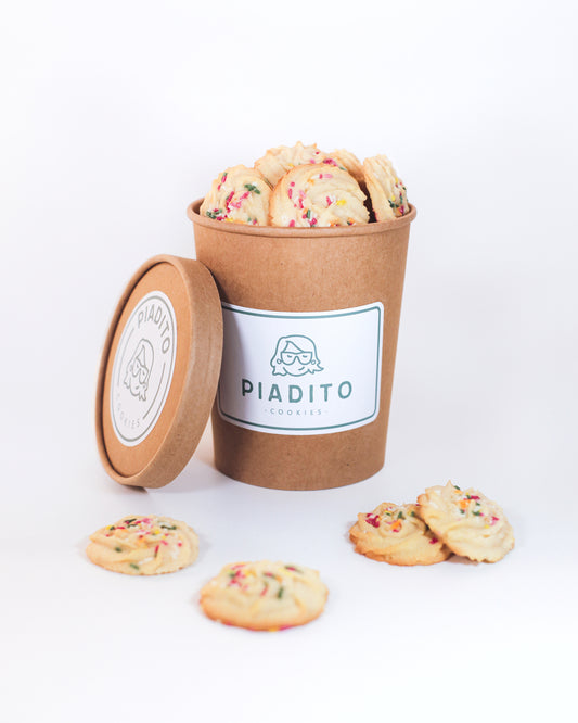 Bote grande pastas de mantequilla Piadito con granillos de colores